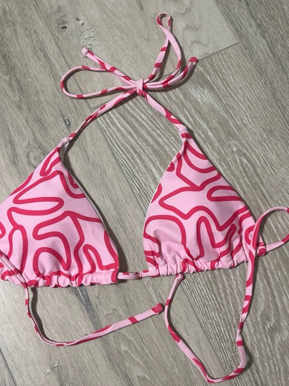 Women’s Pink Abstract Print Triangle Swim Top